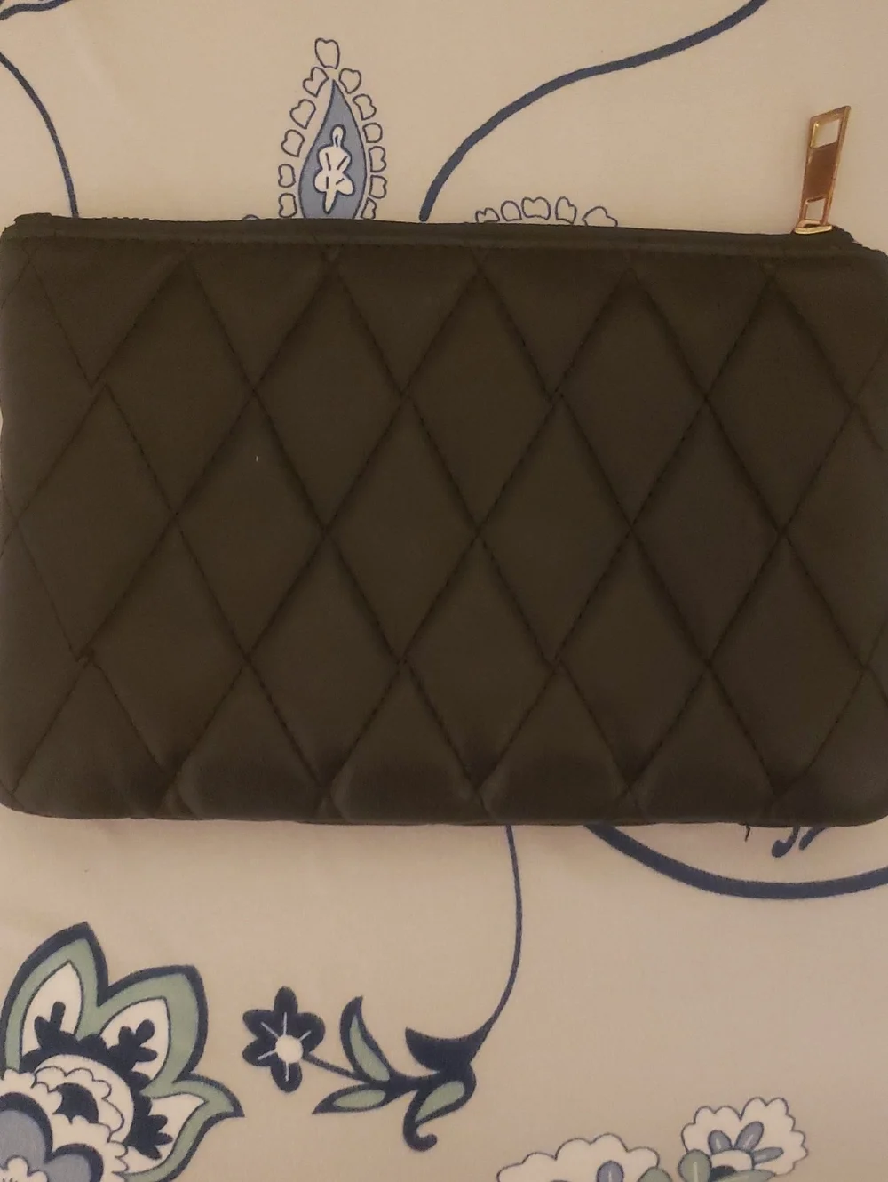 London Fog Black Quilted Pouch with Black Card Holder